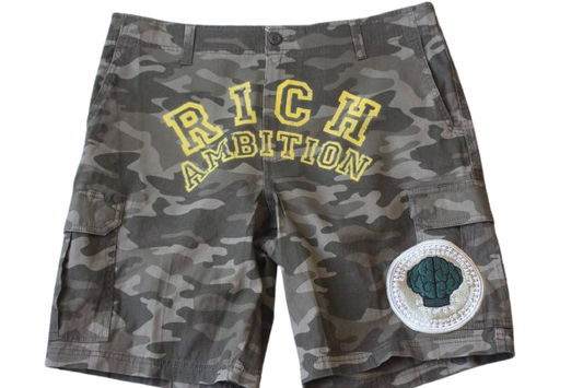 RICH AMBITION CAMO SHORTS